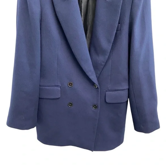 Zara Double Breasted Blazer In Navy Blue With Interior Strap Size Large - Picture 4 of 12